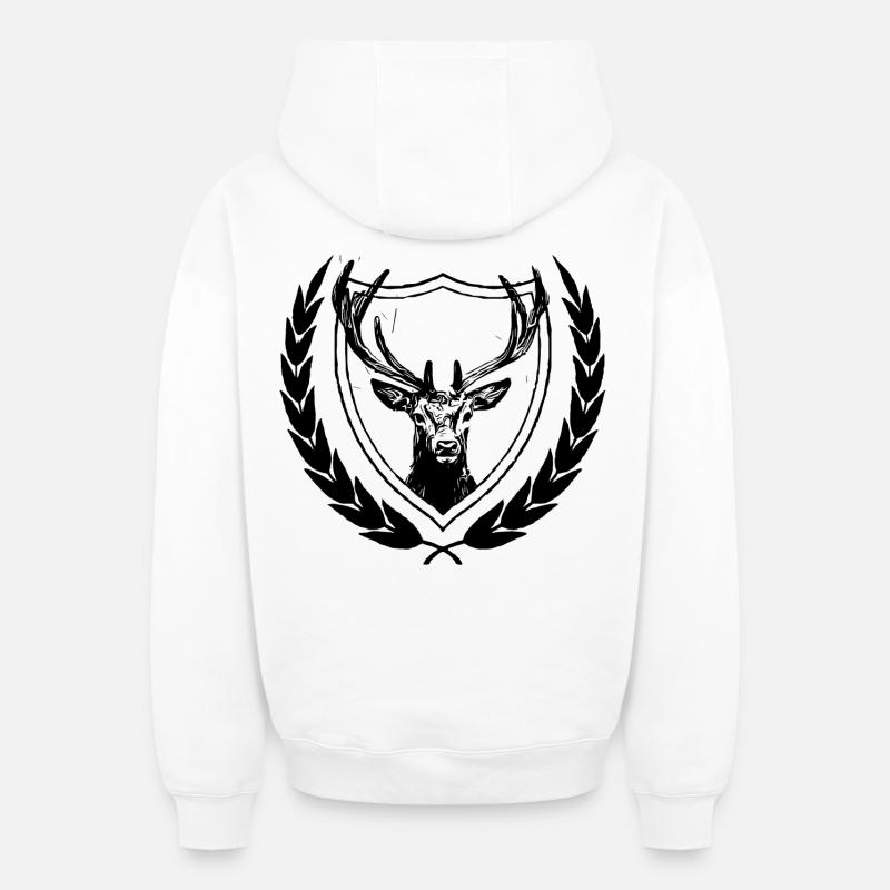 Cerf - Sweat à capuche unisexe zippé oversize épais SPREAD - blanc