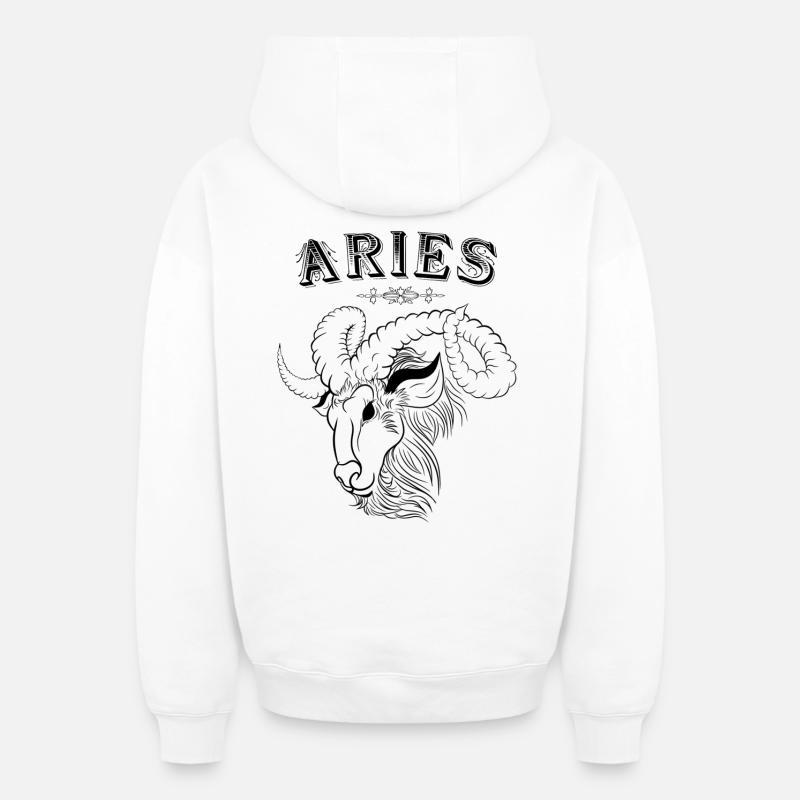 Aries Sternzeichen Widder - Oversized Heavyweight Unisex Zip Hoodie - Weiß