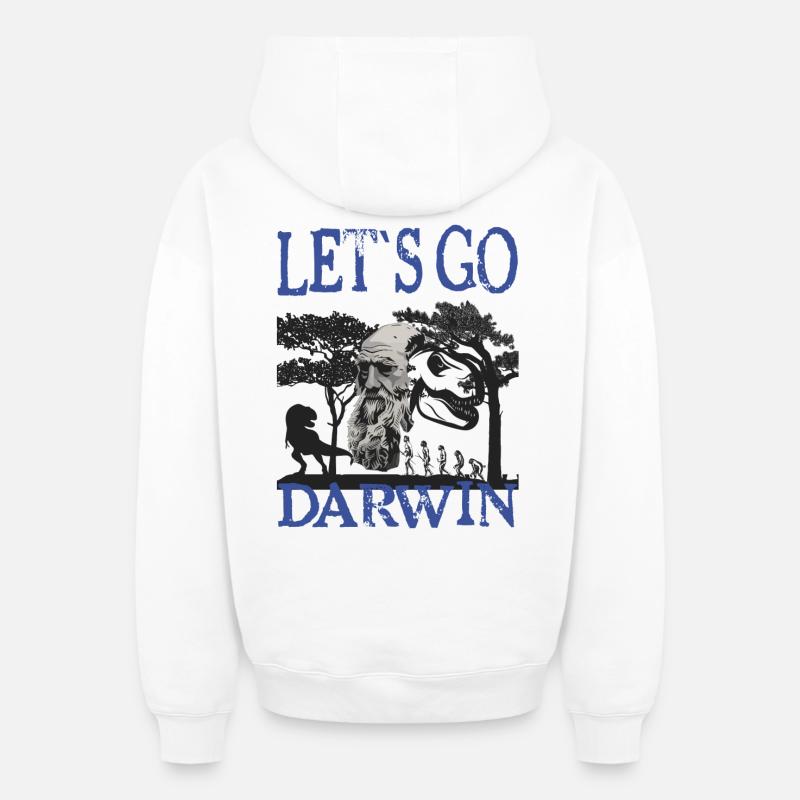 Charles Darwin Evolution textile Geschenkidee - Oversized Heavyweight Unisex Zip Hoodie - Weiß