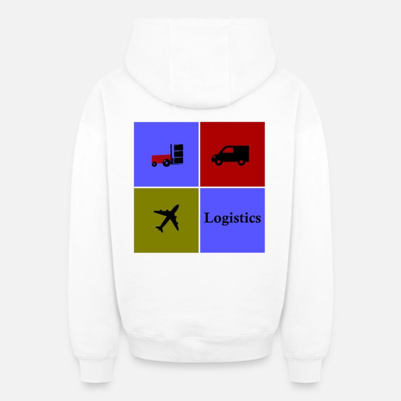 Équipe Logistique et Transport - Sweat à capuche unisexe zippé oversize épais SPREAD - blanc