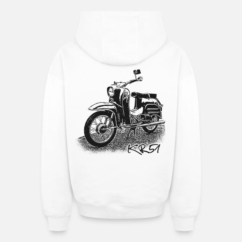 SIMSON Schwalbe KR51 - Sweat à capuche unisexe zippé oversize épais SPREAD - blanc