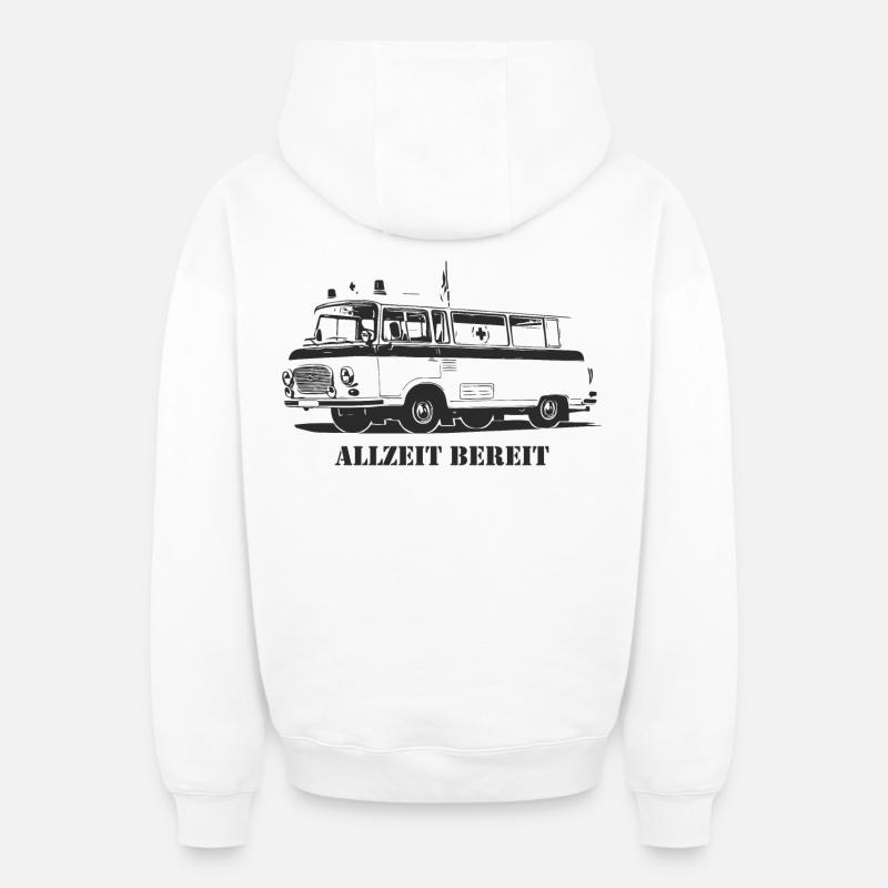 Barkas - B1000 - Ambulance - Sweat à capuche unisexe zippé oversize épais SPREAD - blanc