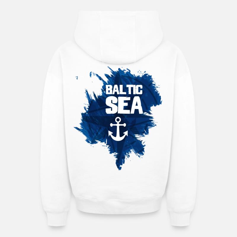 Mer Baltique - Sweat à capuche unisexe zippé oversize épais SPREAD - blanc