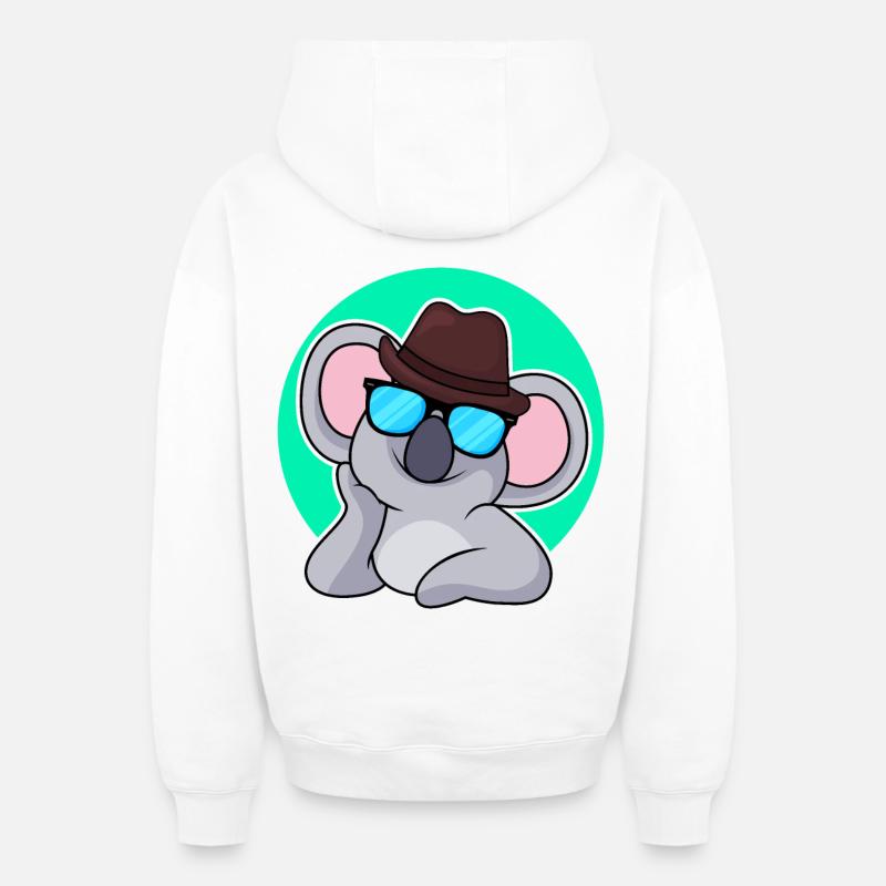 Détective Koala - Sweat à capuche unisexe zippé oversize épais SPREAD - blanc