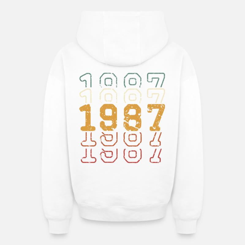1987 - Sweat à capuche unisexe zippé oversize épais SPREAD - blanc