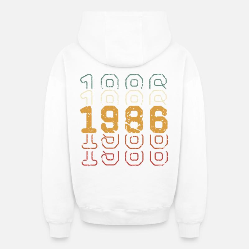 1986 - Sweat à capuche unisexe zippé oversize épais SPREAD - blanc