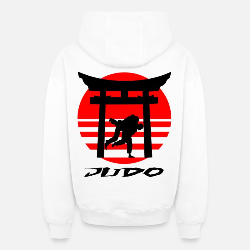 Judo - Sweat à capuche unisexe zippé oversize épais SPREAD - blanc