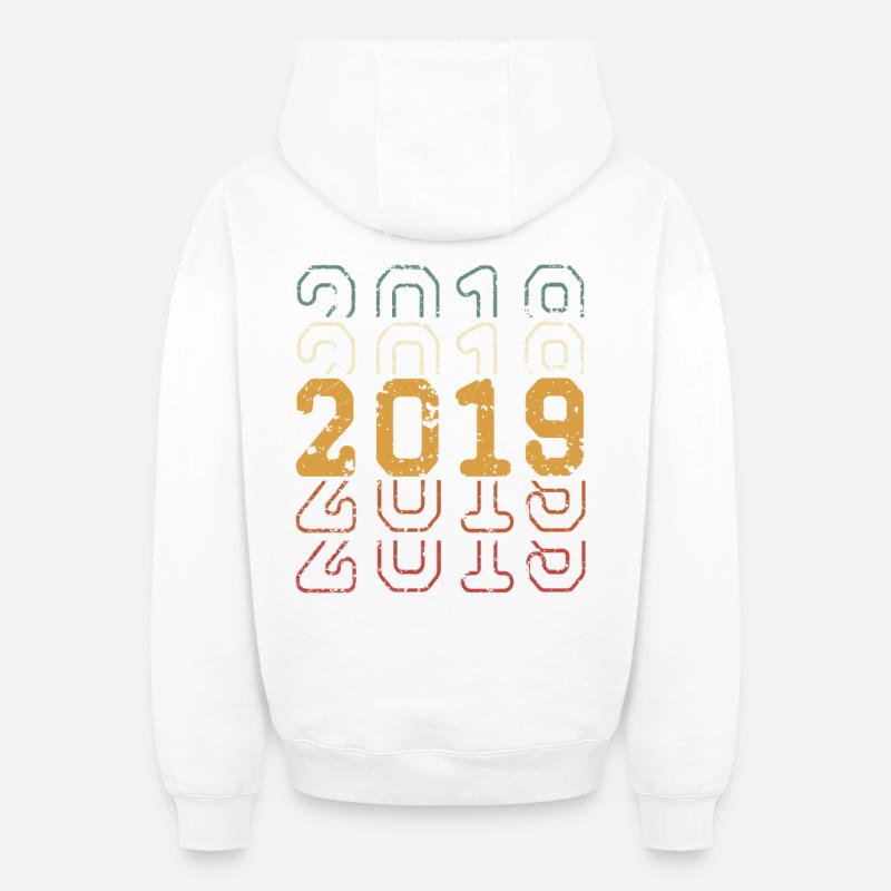2019 - Sweat à capuche unisexe zippé oversize épais SPREAD - blanc