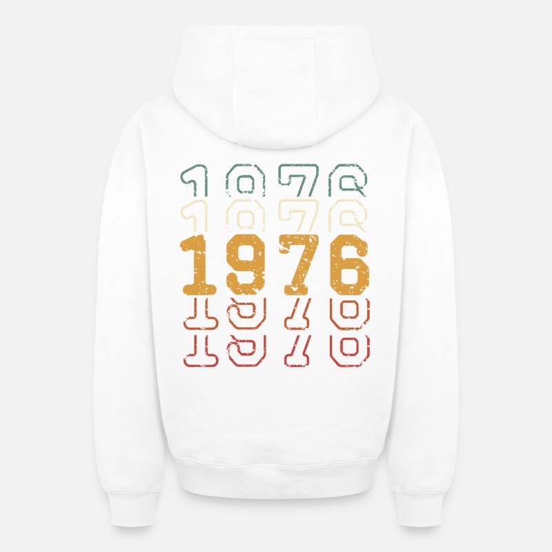 1976 - Sweat à capuche unisexe zippé oversize épais SPREAD - blanc