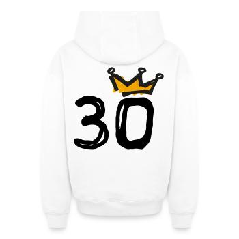 30th birthday Krone - Oversized Heavyweight Unisex Zip Hoodie - white - Back - AI Model Male 178 light (178cm)