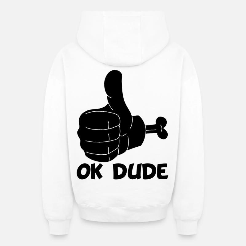 Ok mec ! (noir) - Sweat à capuche unisexe zippé oversize épais SPREAD - blanc