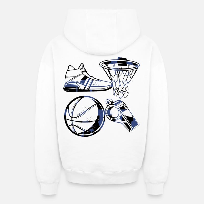 Basketteur - Sweat à capuche unisexe zippé oversize épais SPREAD - blanc