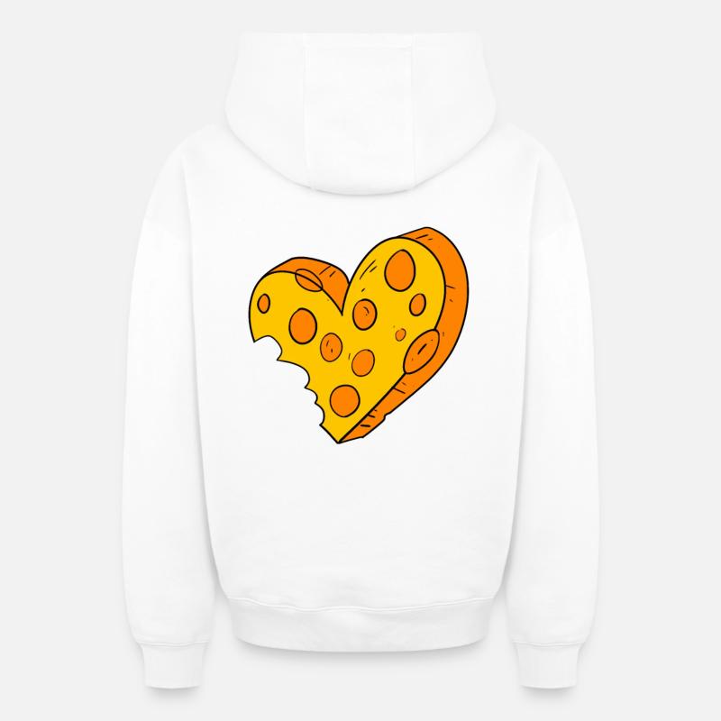 Cœur de fromage - Sweat à capuche unisexe zippé oversize épais SPREAD - blanc
