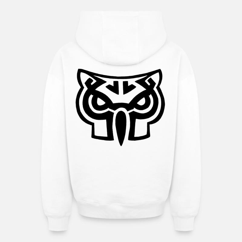 Schwarzer Eulenkopf - Oversized Heavyweight Unisex Zip Hoodie - Weiß