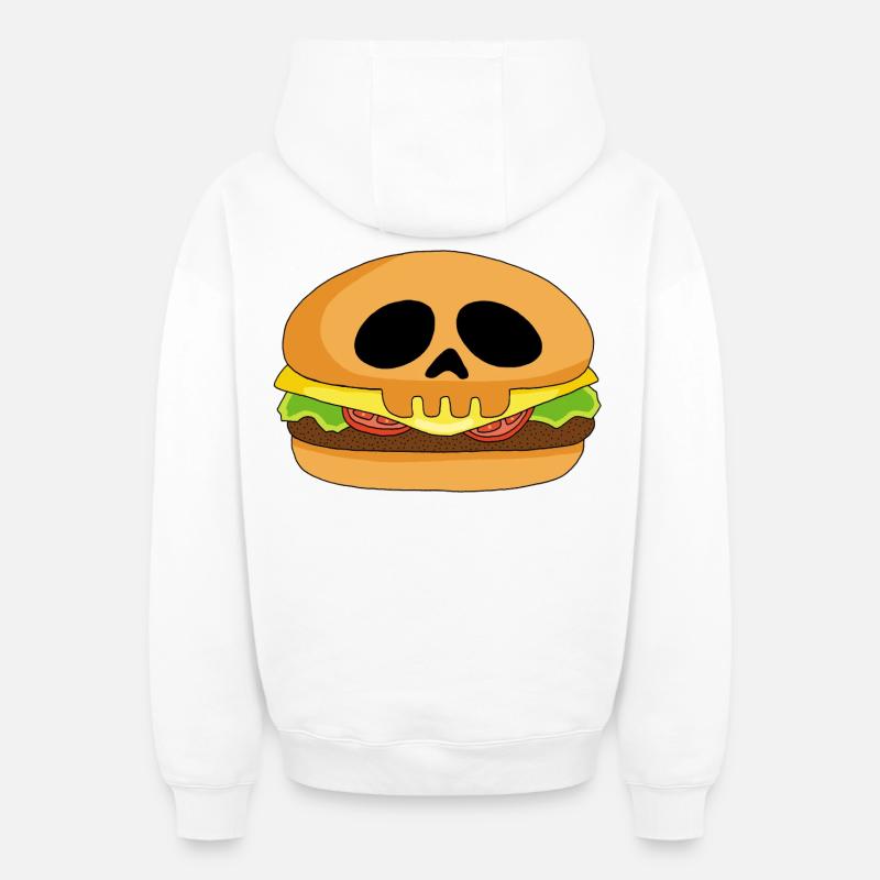 Crâne burger - Sweat à capuche unisexe zippé oversize épais SPREAD - blanc