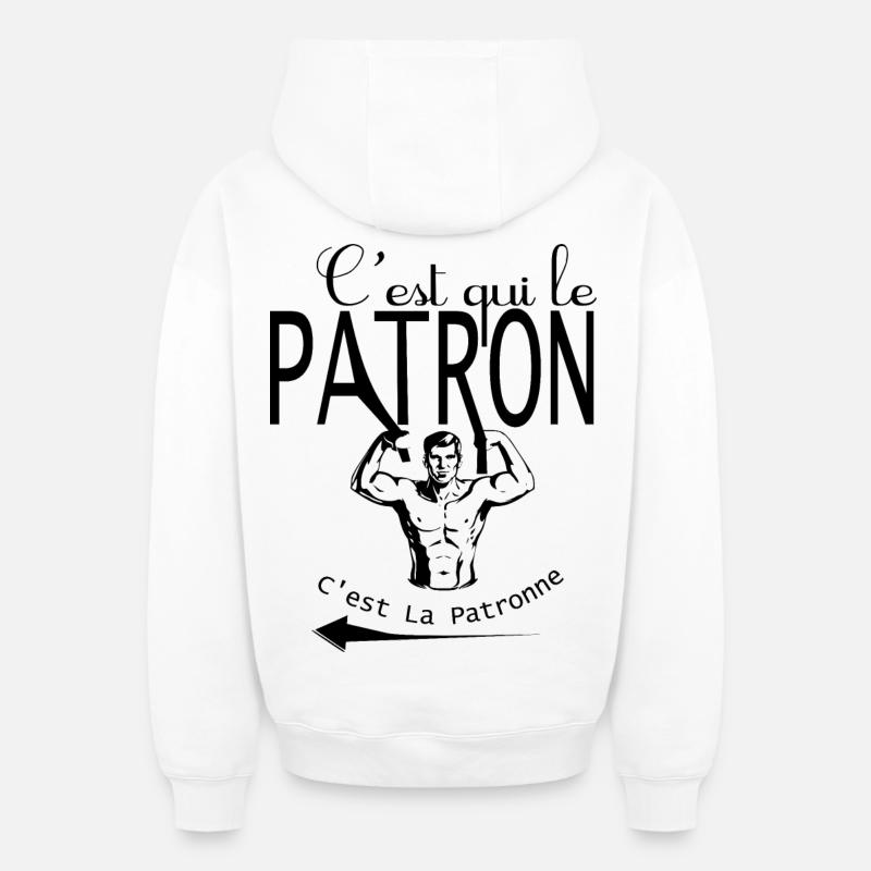 C'est qui le patron - Sweat à capuche unisexe zippé oversize épais SPREAD - blanc