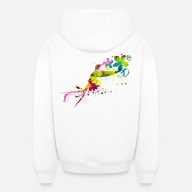 colobri - Sweat à capuche unisexe zippé oversize épais SPREAD - blanc