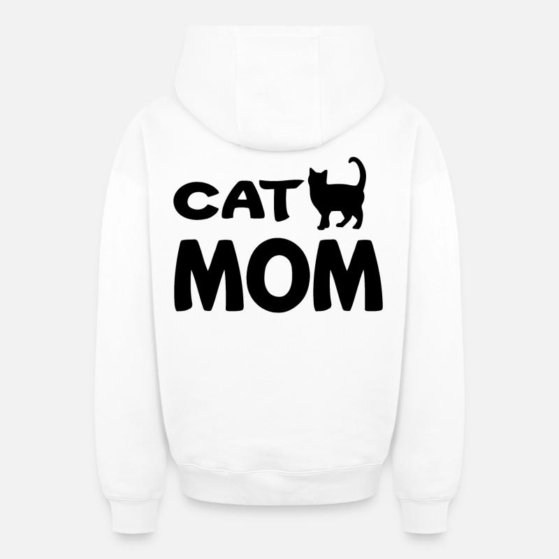 Cat Mom - Sweat à capuche unisexe zippé oversize épais SPREAD - blanc