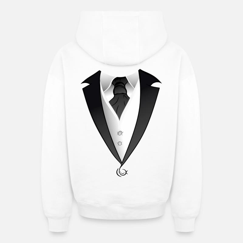 Suit Tuxedo Costume - Sweat à capuche unisexe zippé oversize épais SPREAD - blanc