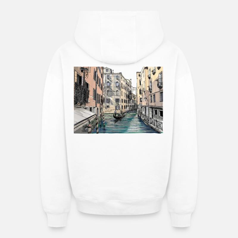 Venise - Sweat à capuche unisexe zippé oversize épais SPREAD - blanc