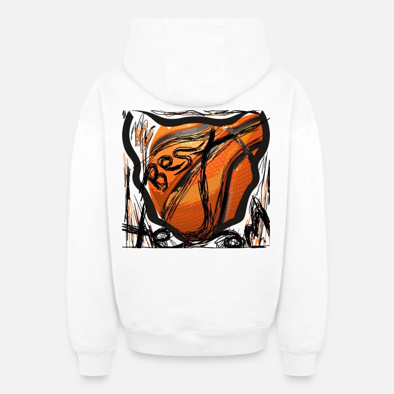 Basket-ball - Sweat à capuche unisexe zippé oversize épais SPREAD - blanc