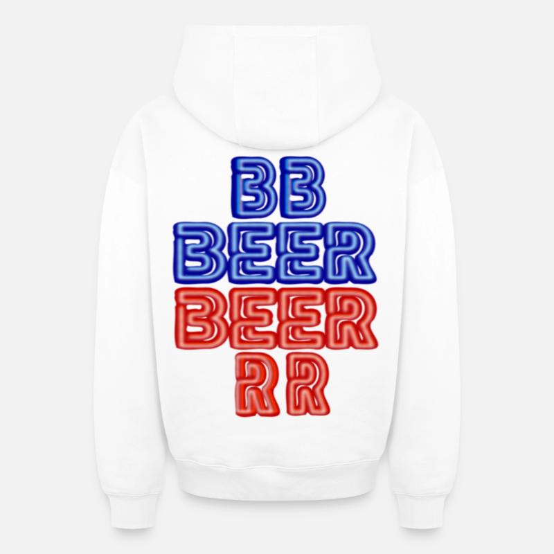 BEER - Sweat à capuche unisexe zippé oversize épais SPREAD - blanc
