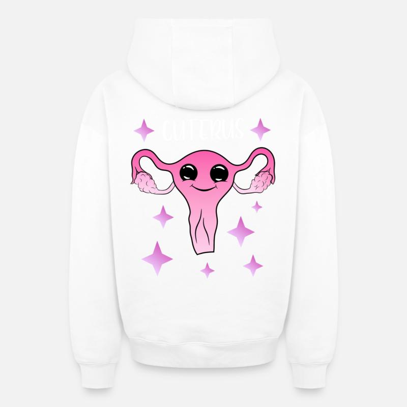 mignon utérus cuterus féminisme - Sweat à capuche unisexe zippé oversize épais SPREAD - blanc
