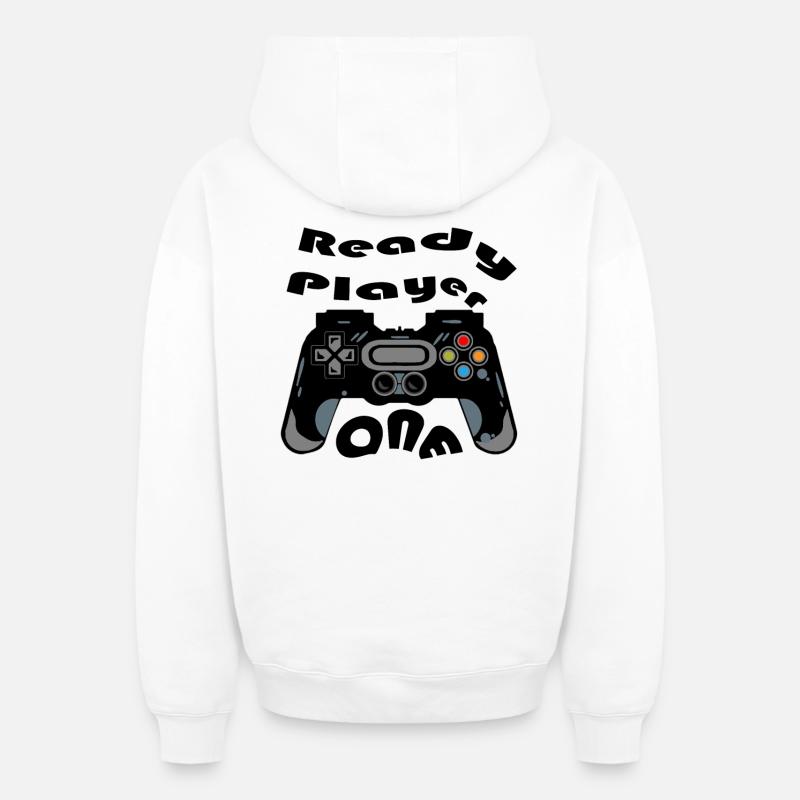 Retro-Controller Silhouette - Oversized Heavyweight Unisex Zip Hoodie - Weiß