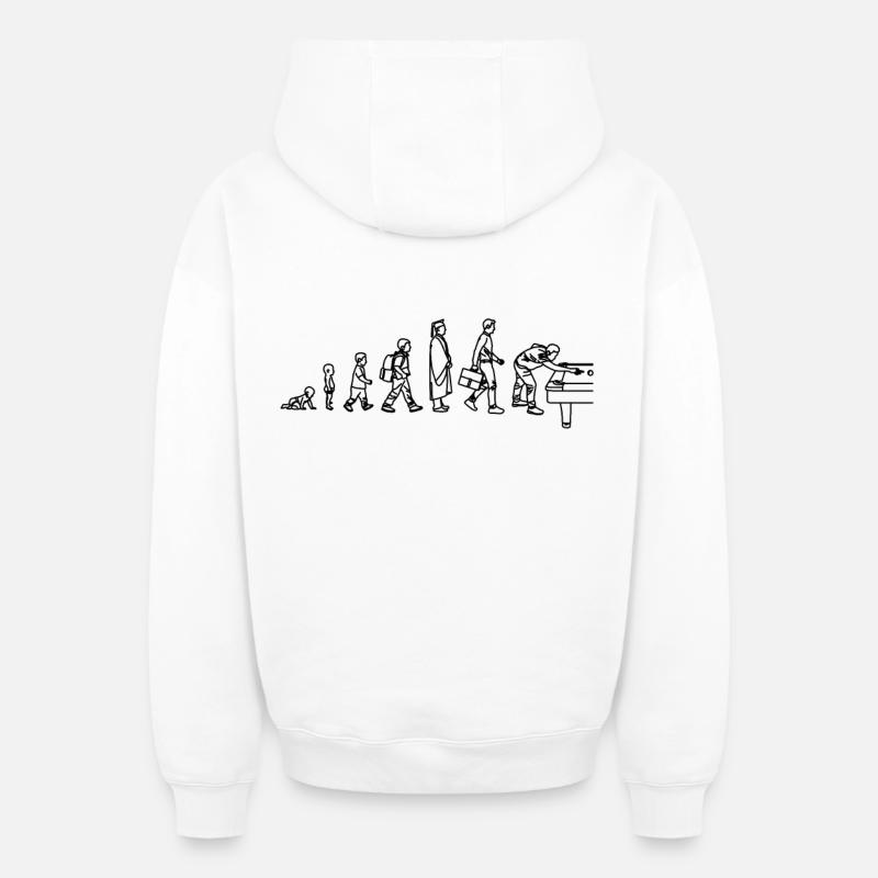 Évolution du billard - Sweat à capuche unisexe zippé oversize épais SPREAD - blanc