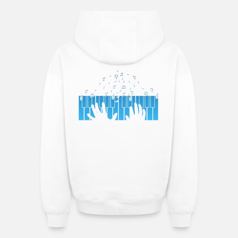 Clavier de pianiste - Sweat à capuche unisexe zippé oversize épais SPREAD - blanc
