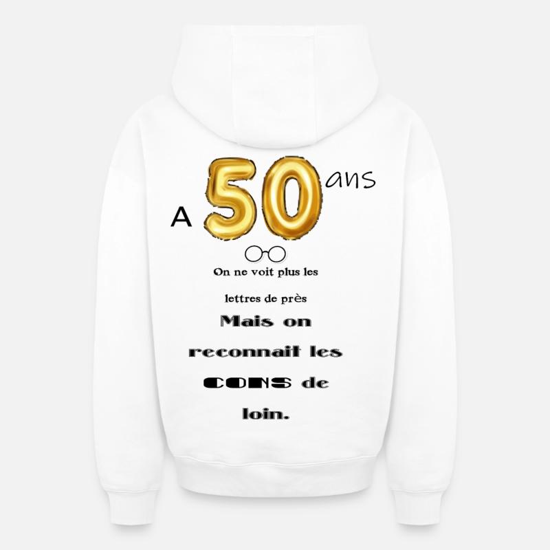 50 ans - Sweat à capuche unisexe zippé oversize épais SPREAD - blanc