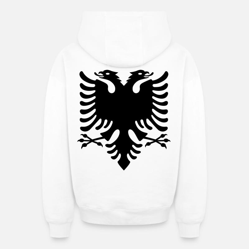Albanie - Sweat à capuche unisexe zippé oversize épais SPREAD - blanc