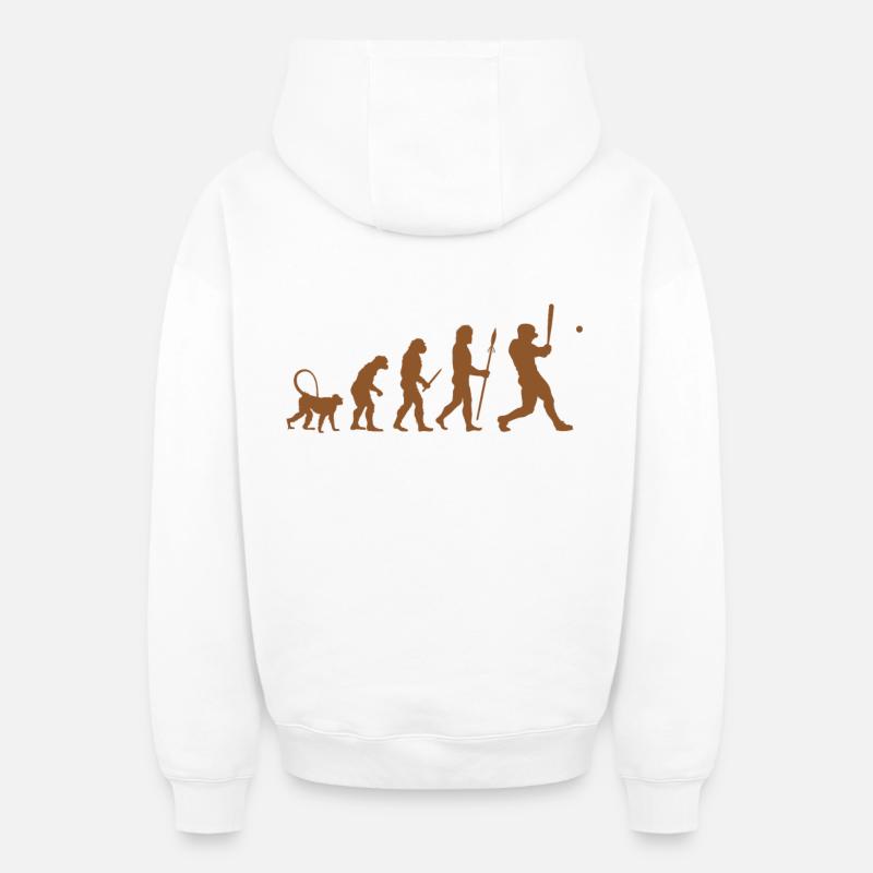 Évolution du baseball - Sweat à capuche unisexe zippé oversize épais SPREAD - blanc