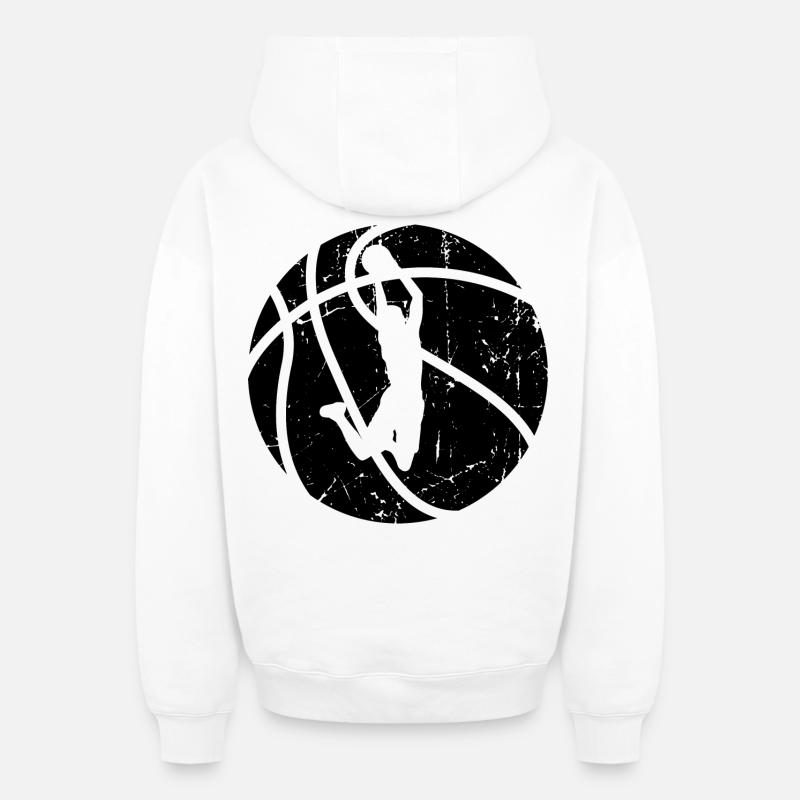 Basketteur - Sweat à capuche unisexe zippé oversize épais SPREAD - blanc