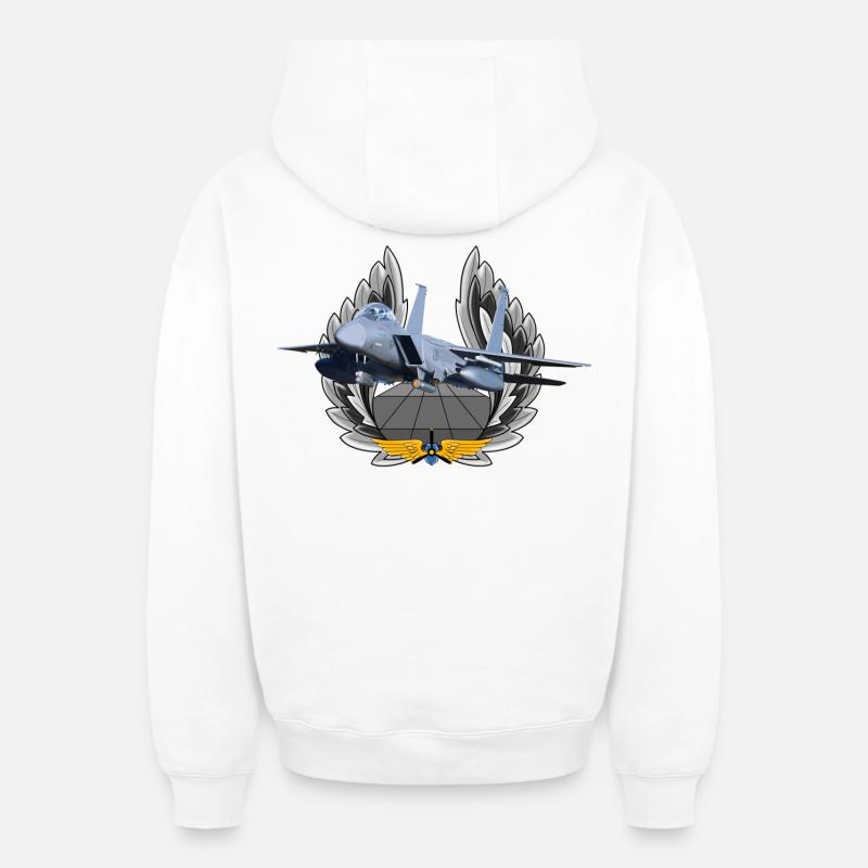 F-15 Eagle - Sweat à capuche unisexe zippé oversize épais SPREAD - blanc