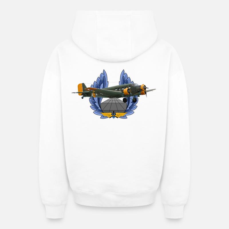Ju-52 - Sweat à capuche unisexe zippé oversize épais SPREAD - blanc
