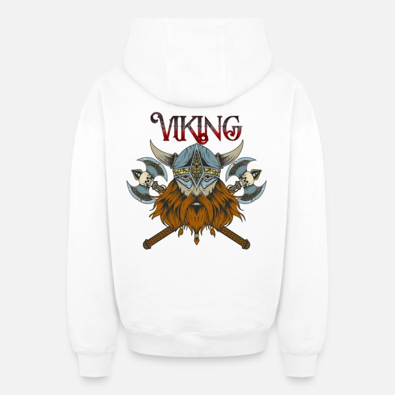 Viking - Sweat à capuche unisexe zippé oversize épais SPREAD - blanc