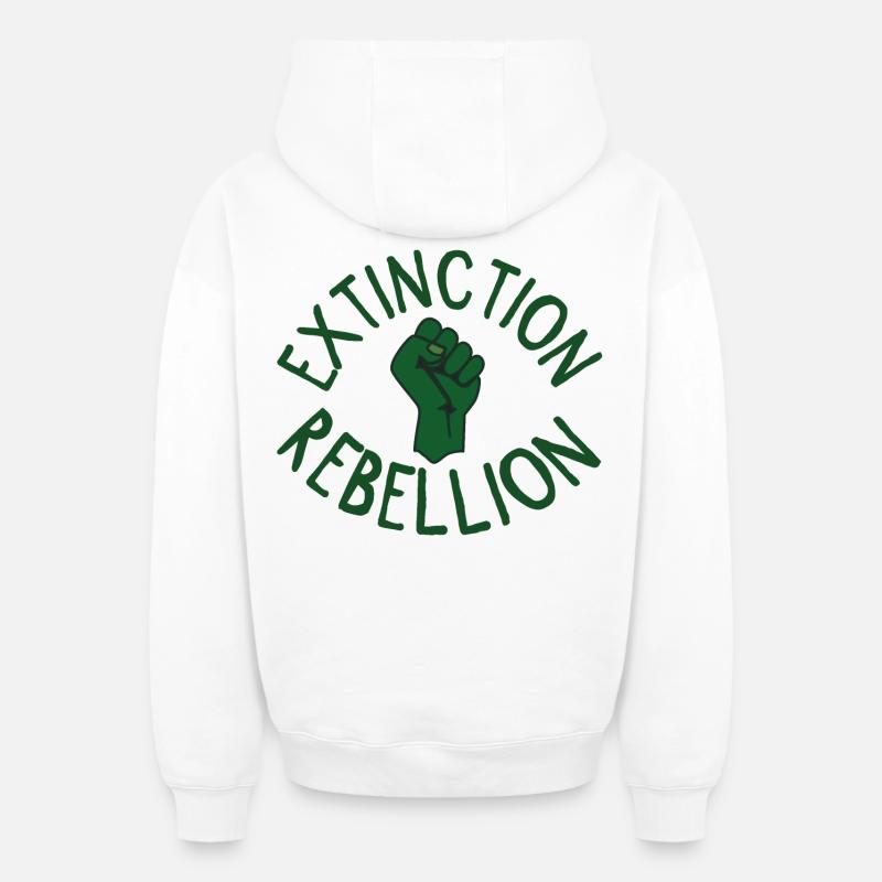 Extinction Rebellion Faust vert - Sweat à capuche unisexe zippé oversize épais SPREAD - blanc