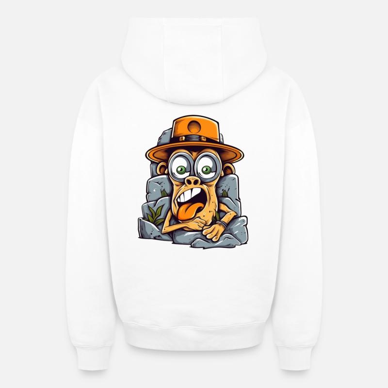 Singe d’art de rue expressif - Sweat à capuche unisexe zippé oversize épais SPREAD - blanc