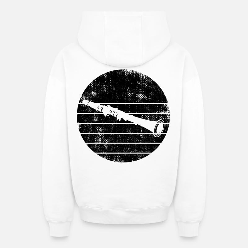 Dessin de clarinette - Sweat à capuche unisexe zippé oversize épais SPREAD - blanc