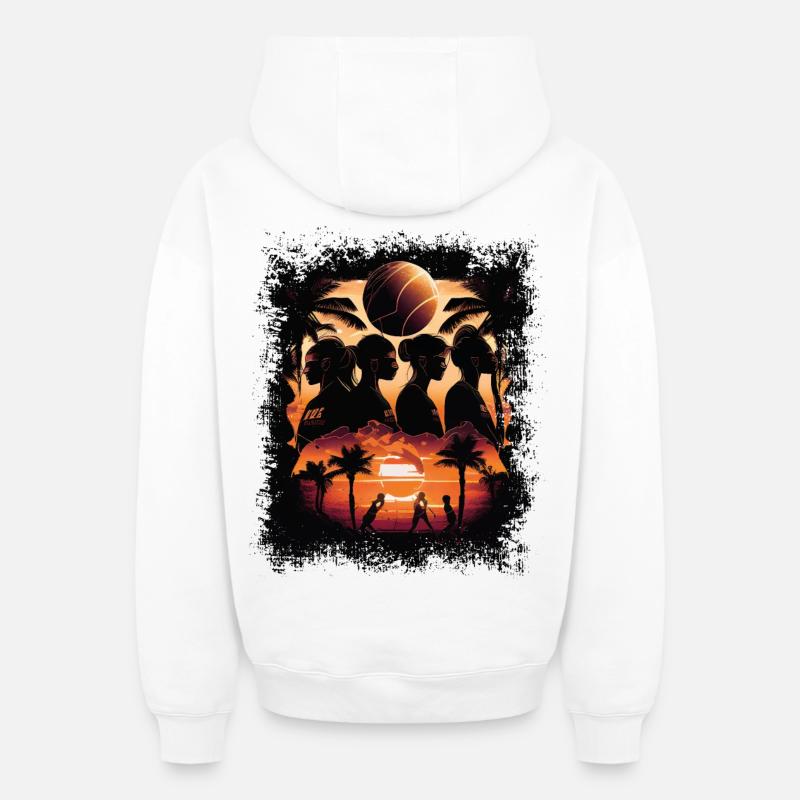 Beach-volley - Sweat à capuche unisexe zippé oversize épais SPREAD - blanc