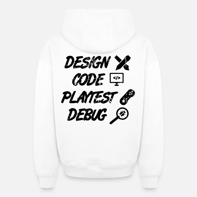 Design Code Playtest Debug - Oversized Heavyweight Unisex Zip Hoodie - white