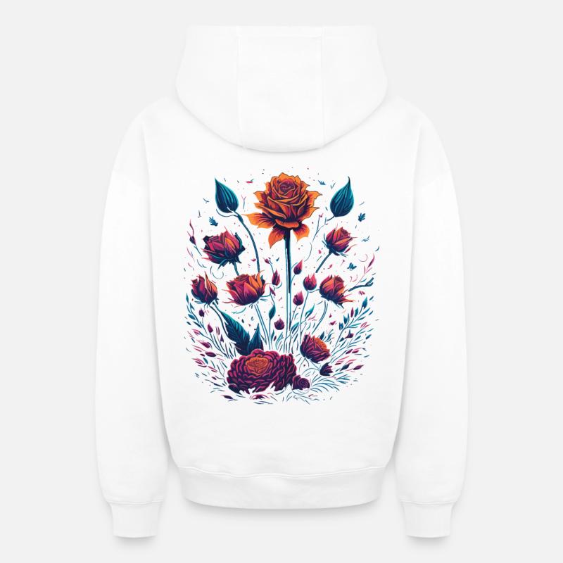 Roses Vaporwave Bouquet - Sweat à capuche unisexe zippé oversize épais SPREAD - blanc