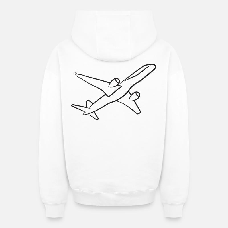 Avion - Sweat à capuche unisexe zippé oversize épais SPREAD - blanc