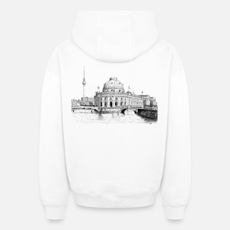 Berlin - Sweat à capuche unisexe zippé oversize épais SPREAD - blanc