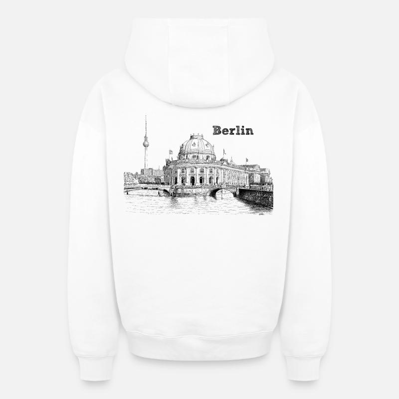 Berlin - Sweat à capuche unisexe zippé oversize épais SPREAD - blanc