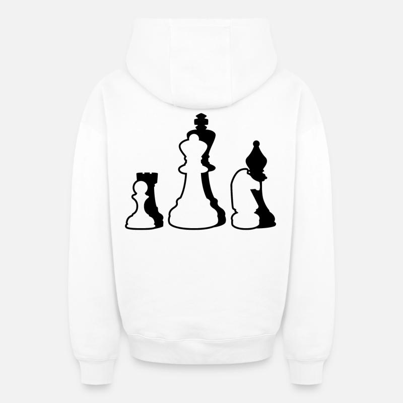 Échecs - Sweat à capuche unisexe zippé oversize épais SPREAD - blanc