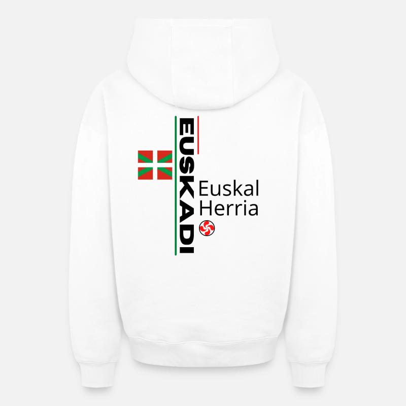 Design Basque-Luxe Inspiration Ethnique - Sweat à capuche unisexe zippé oversize épais SPREAD - blanc