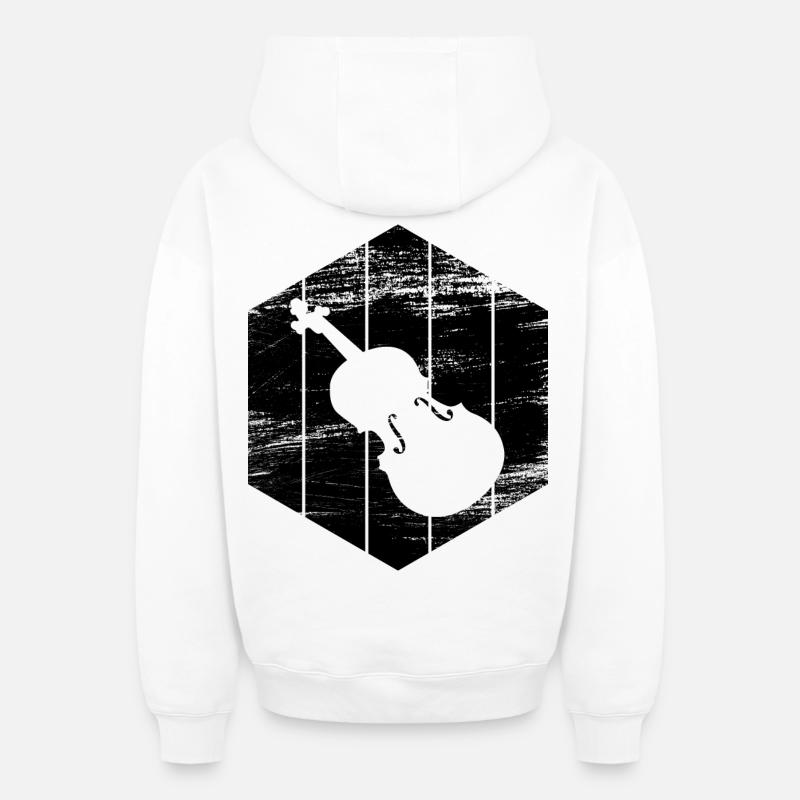 Dessin de violon - Sweat à capuche unisexe zippé oversize épais SPREAD - blanc