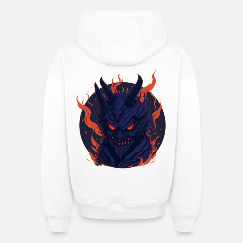Lucifer - Sweat à capuche unisexe zippé oversize épais SPREAD - blanc